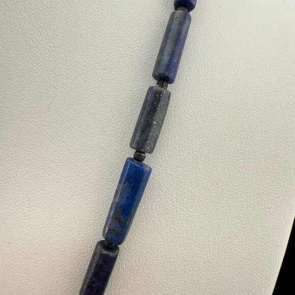 Lapis Lazuli & Coral Beaded Necklace With Hook Clasp 20" Statement Bib Jewelry H - Picture 8 of 11